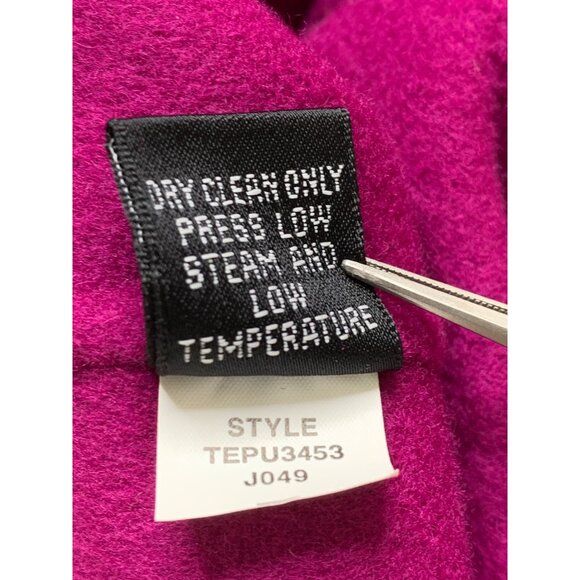VTG 80s Linda Allard Ellen Tracy Handmade Wool Coat Magenta 8P RY10366 New - Picture 13 of 15